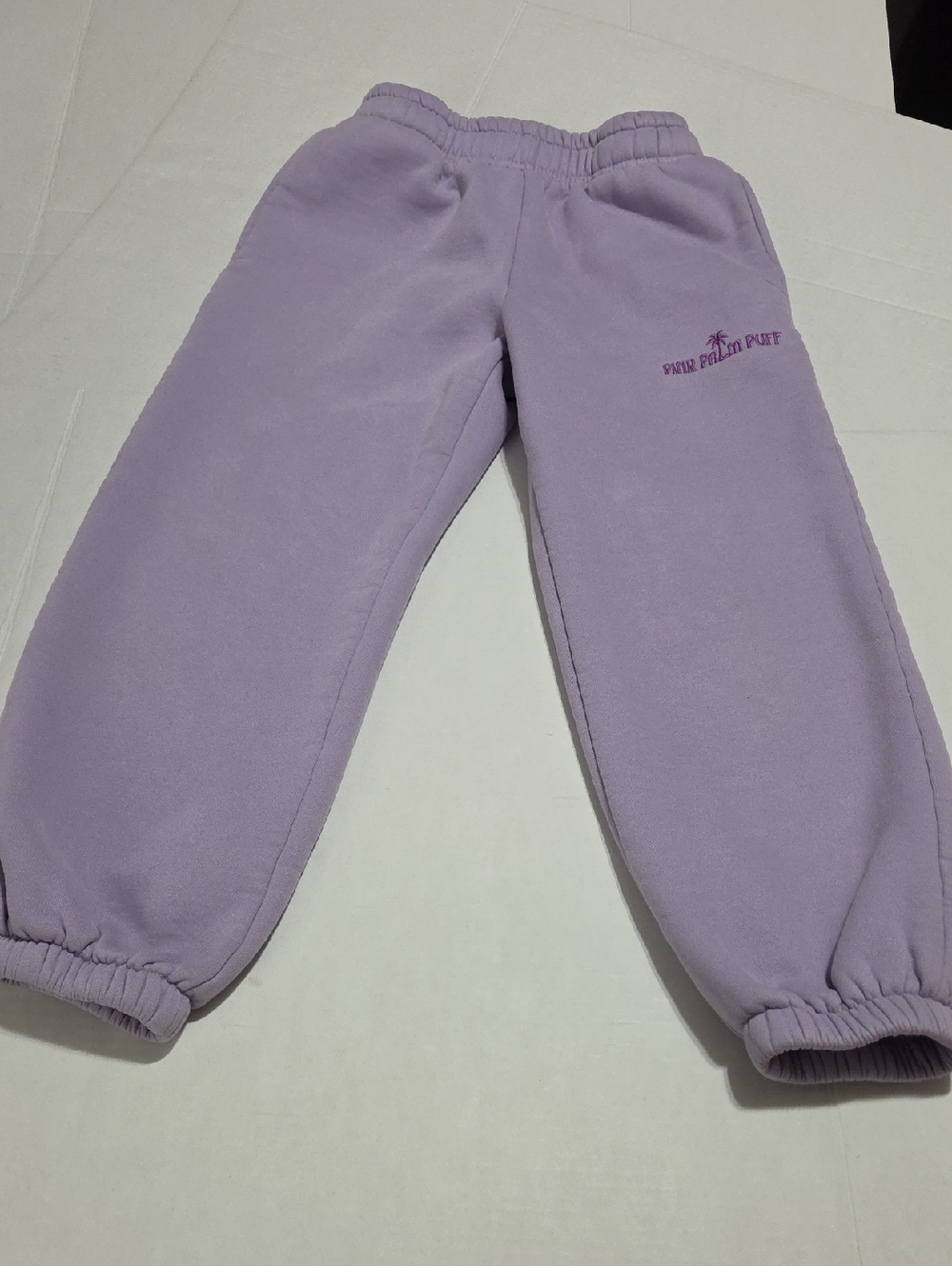 PINK Palm Puff Kids Lavender Fleece Joggers
